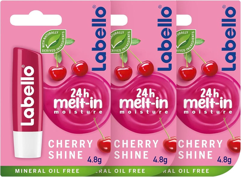 Labello بلسم الشفاه لابيلو، عناية مرطبة للشفاه، لمعة الكرز، عبوة من 3 (4.8 جرام لكل واحدة) - Image 1